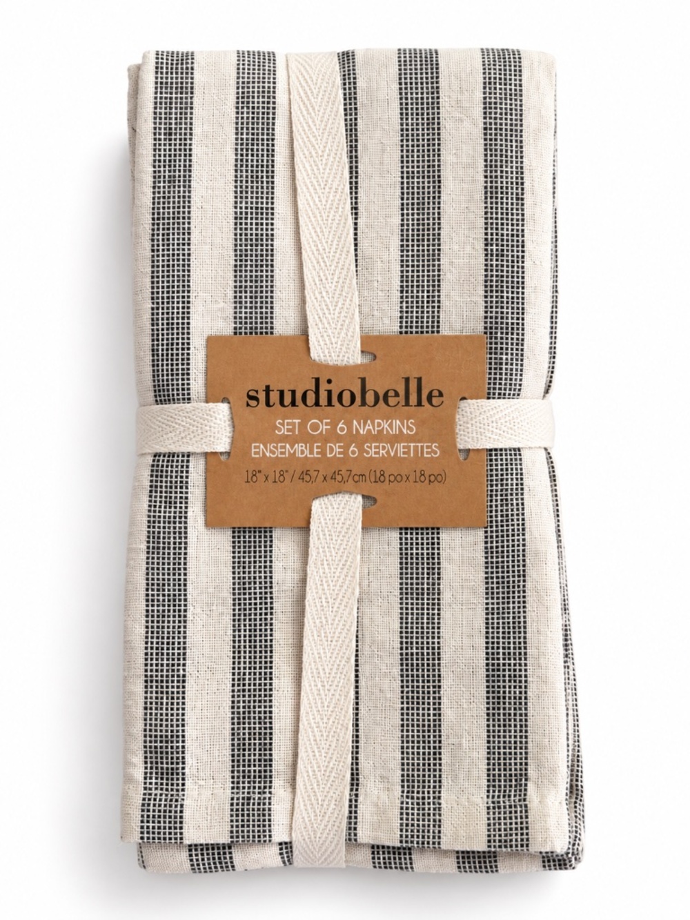 Studiobelle Set of 6 Striped Cloth Napkins NWT 18x18 Farmhouse
